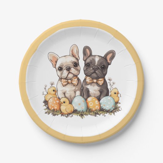 Osterfranzösische Bulldogs Pappteller (Vorderseite)
