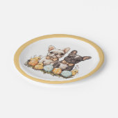 Osterfranzösische Bulldogs Pappteller (Schrägansicht)