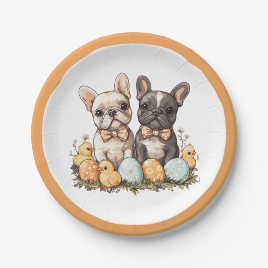 Osterfranzösische Bulldogs Pappteller (Vorderseite)
