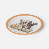 Osterfranzösische Bulldogs Pappteller (Schrägansicht)