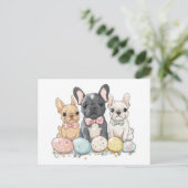 Osterfranzösische Bulldogs Postkarte (Stehend Vorderseite)