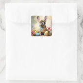 Osterfranzösischer Bulldog Quadratischer Aufkleber (Tasche)