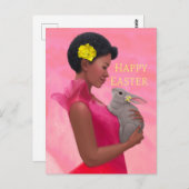 "Osterfrau mit Kaninchen." Postkarte (Vorne/Hinten)