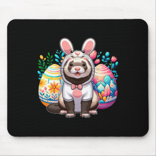Osterfrettchen-Cosplay-Hase jagt bunte Eier Mousepad
