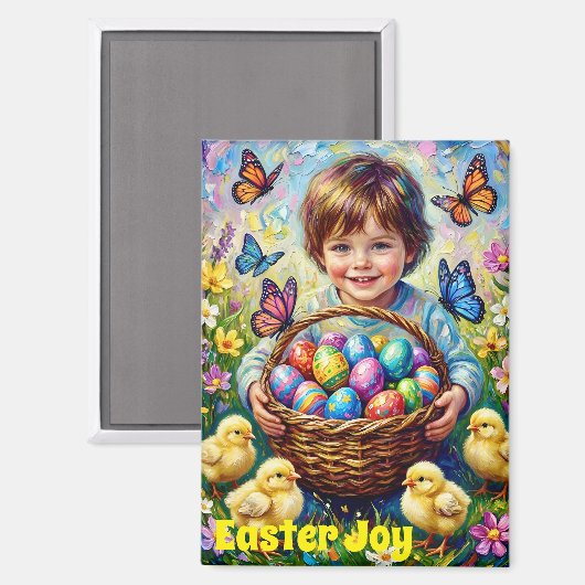 ~ OSTERFREUDE ~ Kinderküken Eier Korb ~ Magnet (Vorderseite/Rückseite)