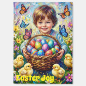 ~ OSTERFREUDE ~ Kinderküken Eier Korb ~ Magnet (Vorderseite)