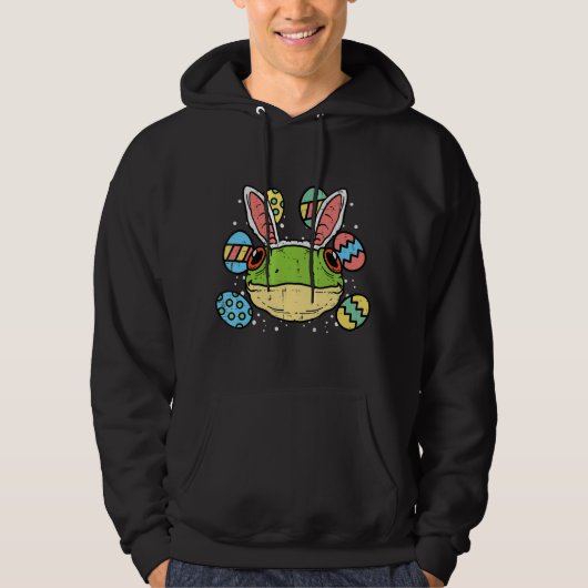Osterfrosch Bunny Face Eggs Tiere Männer Frauen Ki Hoodie (Vorderseite)