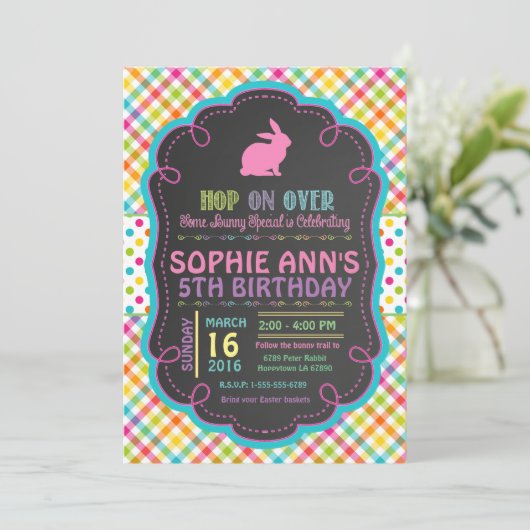 Osterfrühling Geburtstagsparty Einladung (Stehend Vorderseite)