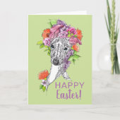 Osterfrühling Italienischer Windhund Whippet Blume Karte (Vorderseite)