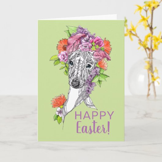 Osterfrühling Italienischer Windhund Whippet Blume Karte (Gelbe Blume)