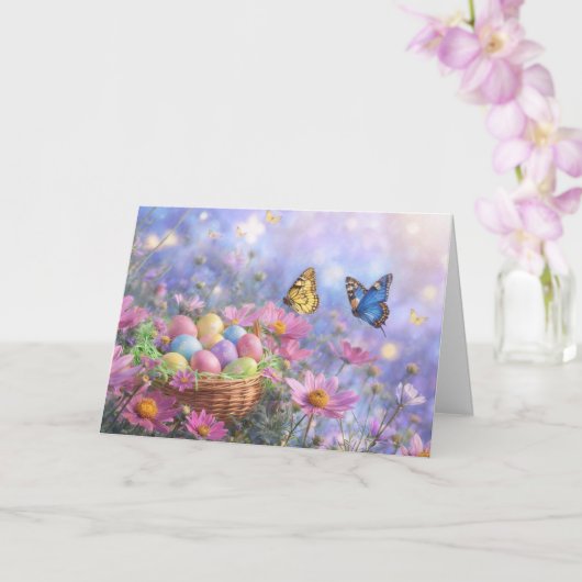 Osterfrühling mit Blumen Eier Garten  Karte (Orchidee)