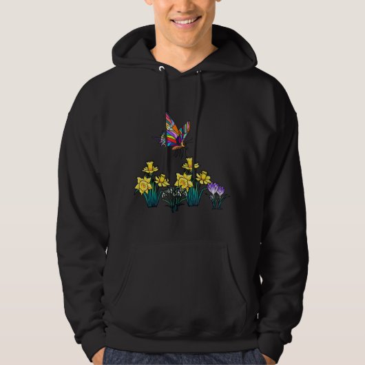 Osterfrühlingshafte Krokus-Schmetterlingskinder Hoodie (Vorderseite)