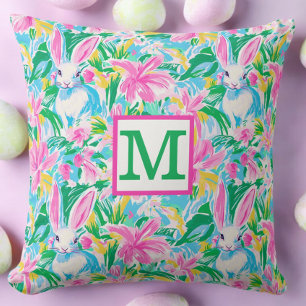 Osterfrühlingssäule Blume Preppy Monogram Kissen
