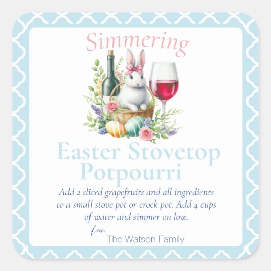 Osterfrühlingstovetop Potpourri Quadratischer Aufkleber (Vorderseite)