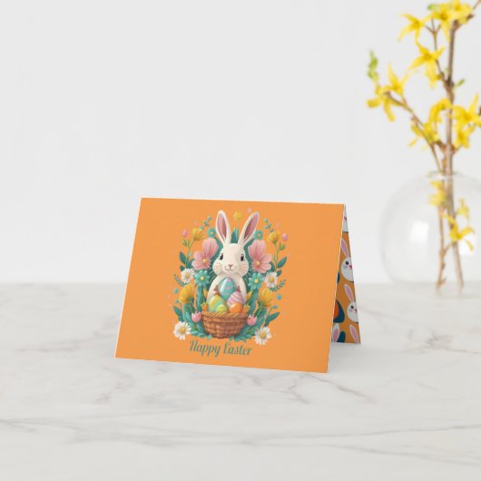 Osterfunny Orange Grußkarte Karte (Gelbe Blume)