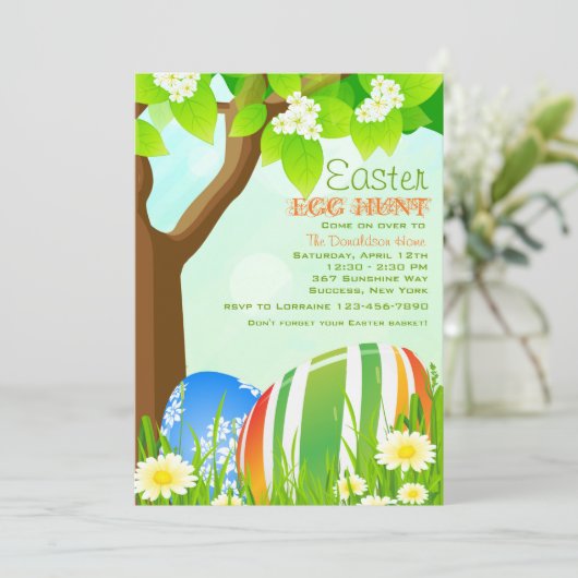 Ostergarten Eizelljagd Einladung (Stehend Vorderseite)