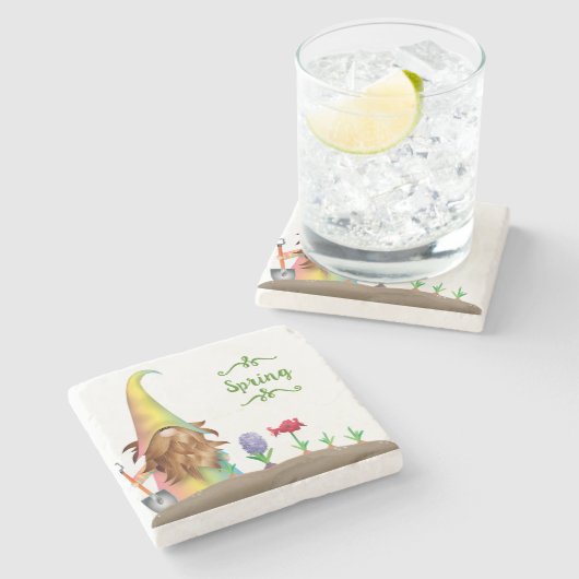 Ostergartendekoration Steinuntersetzer (Seitenansicht)