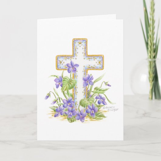 Ostergebet Violet Cross Grußkarte Karte (Vorderseite)
