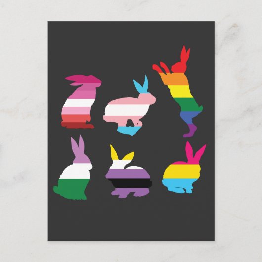 Ostergebirge LGBTQ Pride Rainbow Rabbit Gift Einladungspostkarte (Vorderseite)