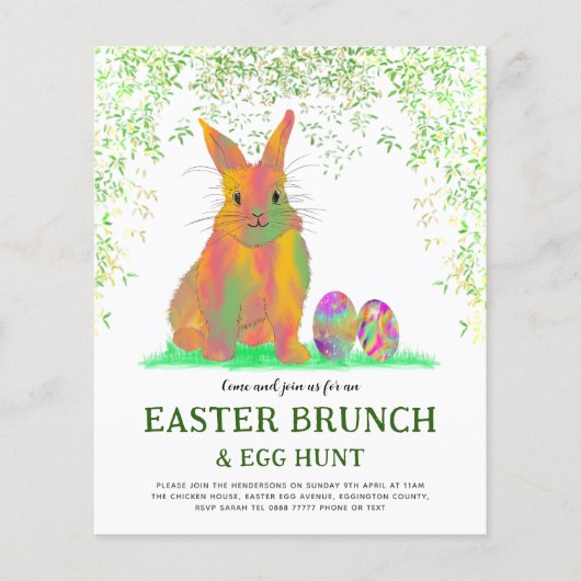Ostergeblasene Ei-Jagd und Brunch Grün Flyer (Vorne)
