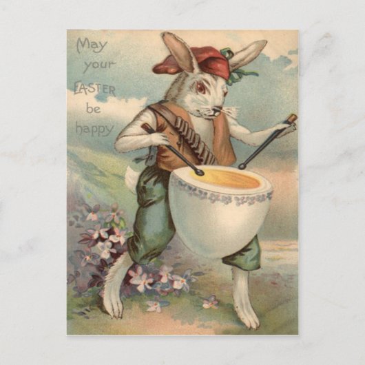 Ostergeblasene Eiertrommel Blume Feiertagspostkarte (Vorderseite)