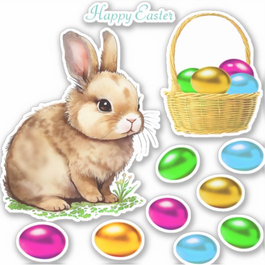 Ostergeblasene und farbenfrohe Ostereier Aufkleber (Vorderseite)