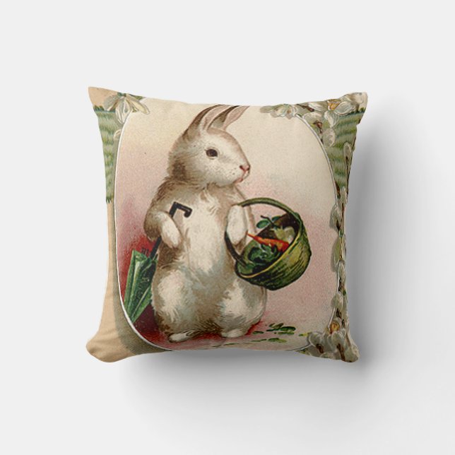 Ostergeblasenes Ei Umbrella Lily Basket Karrot Kissen (Vorderseite)