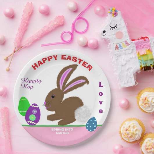 Ostergeblümte dekorierte Eier Name Pappteller (Party)