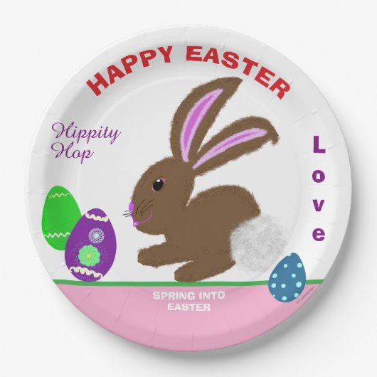 Ostergeblümte dekorierte Eier Name Pappteller (Vorderseite)