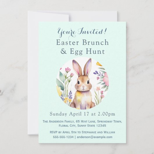 Ostergeblümte Eierjagd & Brunch Einladung (Vorderseite)