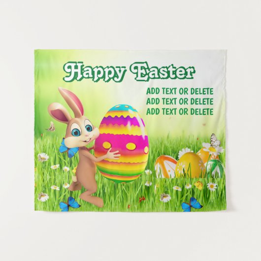 Ostergeblümte Eierjagd Happy Osterfest Party Wandteppich (Vorderseite (Horizontal))