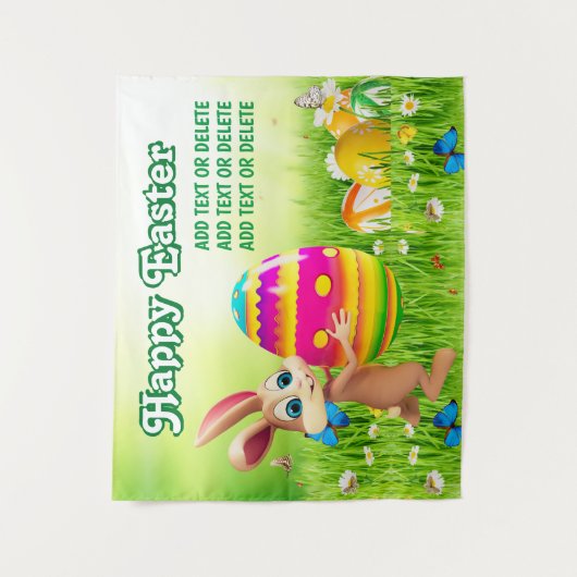 Ostergeblümte Eierjagd Happy Osterfest Party Wandteppich (Vorderseite)
