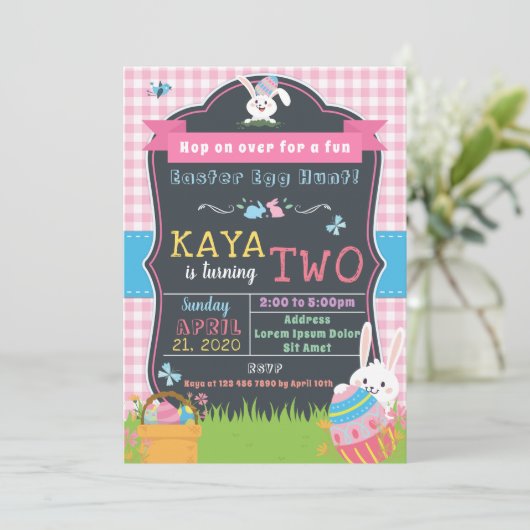 Ostergeburt Einladung für Mädchen (Stehend Vorderseite)