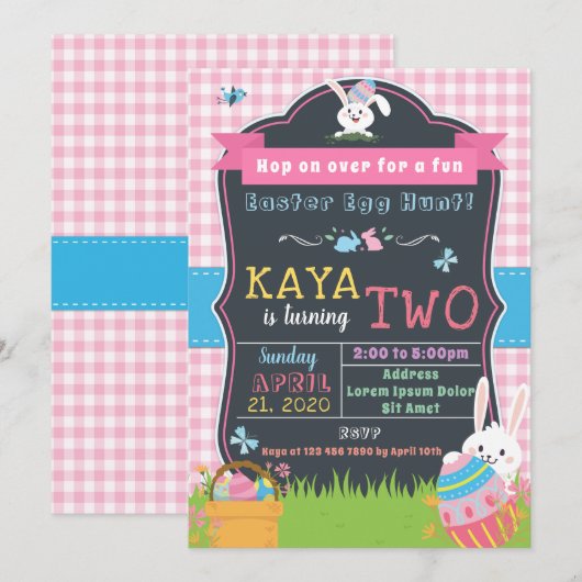 Ostergeburt Einladung für Mädchen (Vorne/Hinten)