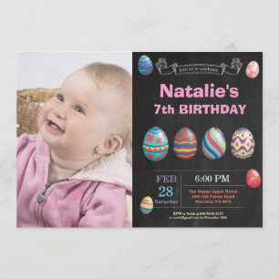 Ostergeburt Girl Ostereier Foto Geburtstag Einladung