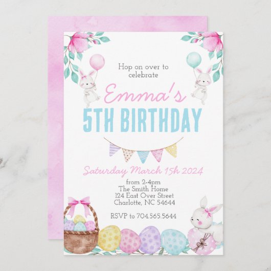 Ostergeburtseinladung, Sonniger Geburtstag Einladung (Vorne/Hinten)