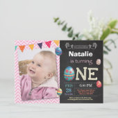 Ostergeburtstag Girl Ostereier erster 1. Einladung (Stehend Vorderseite)