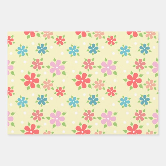 Ostergelbe Flora Geschenkpapier Set (Vorderseite)