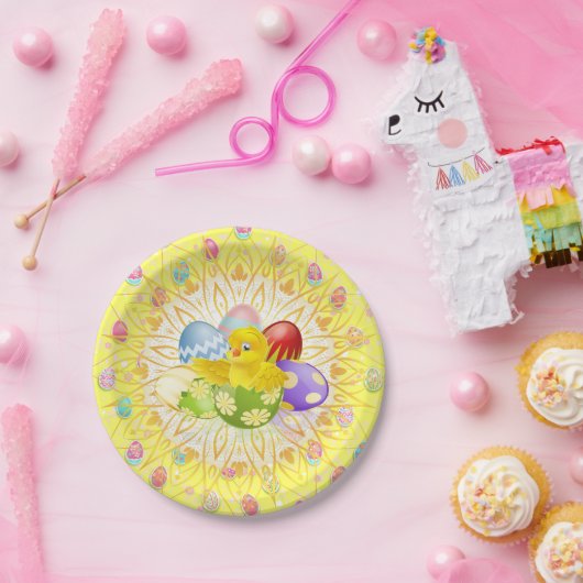 Ostergelbe Kicherpapier-Teller Pappteller (Party)