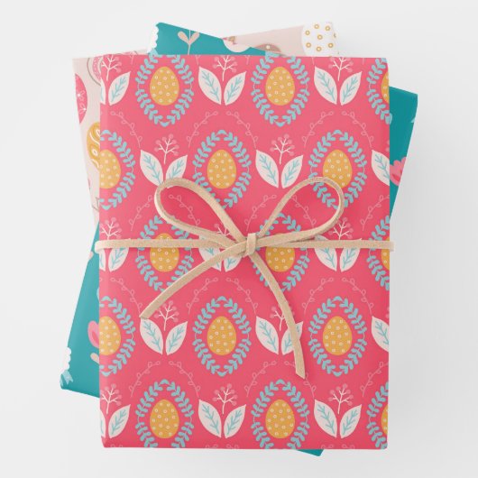 Ostergepflegtes Muster Schafe und Blume Geschenkpapier Set (Beispiel)