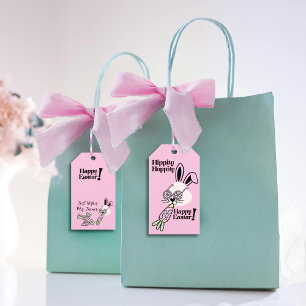 Ostergeschenk-Anhänger Retro Flower Power Hase Geschenkanhänger