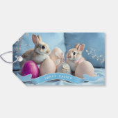 Ostergeschenk Tag Zwei Kaninchen & Ostereier Geschenkanhänger (Rückseite Horizontal)