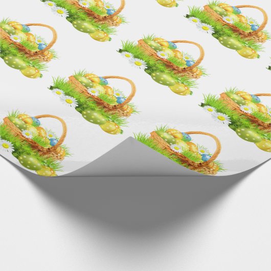Ostergeschenkpackung/Korb mit Eiern und Blume Geschenkpapier (Ecke)