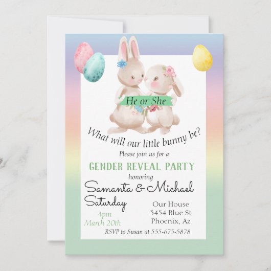 Ostergeschlecht Baby Reveal Party Frühlingssonne Einladung (Vorderseite)