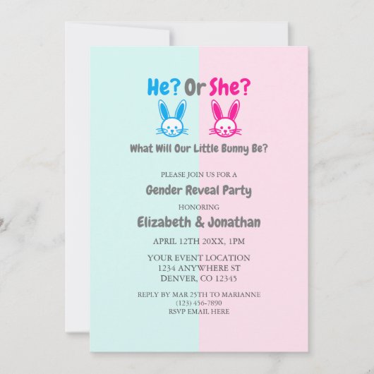 Ostergeschlechtsspezifisches Party Einladung (Vorderseite)