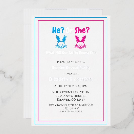 Ostergeschlechtsspezifisches Party Folieneinladung (Briefumschlag)