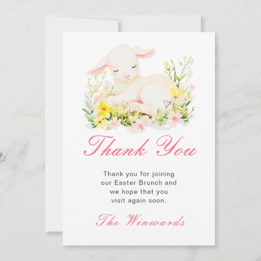 Ostergesichts Frühstück mit Lamm Dankeskarte (Vorderseite)