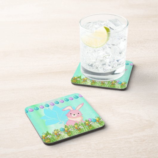 Ostergestaltung mit Kaninchen und Blume Getränkeuntersetzer (Rechte Seite)