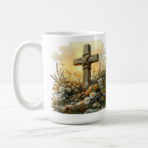 Ostergestaltung mit Wildblumenkreuz Kaffeetasse