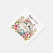 Ostergewässer - Blume und Eier für Katzen - Serviette (Ecke)